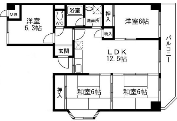 シャトー辰巳の物件間取画像